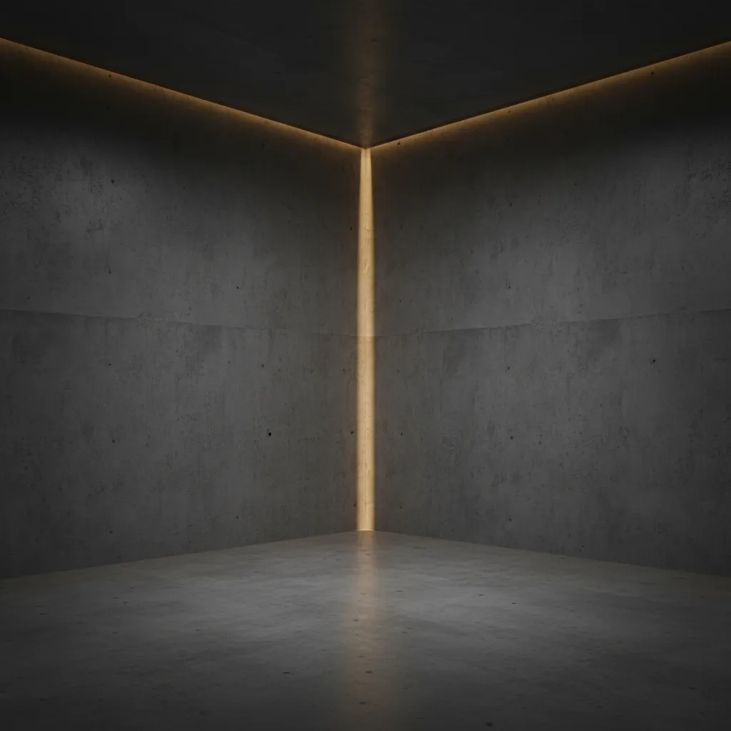 Desaturated architectural space representing physical corners