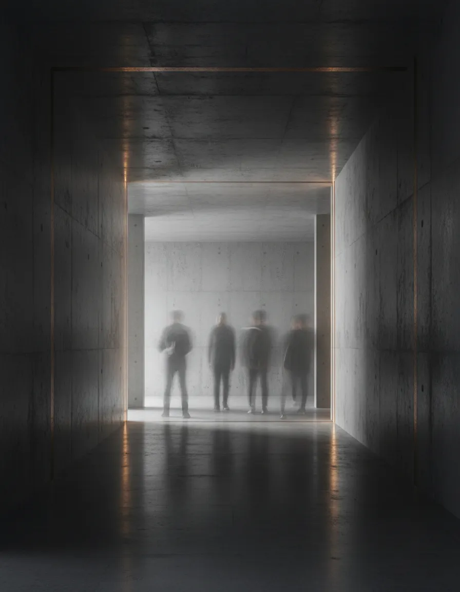 Abstract focus on physical movement in an architectural space