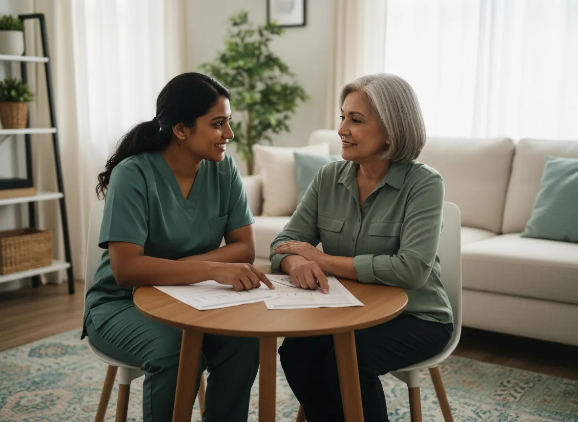 Care provider offering supportive guidance