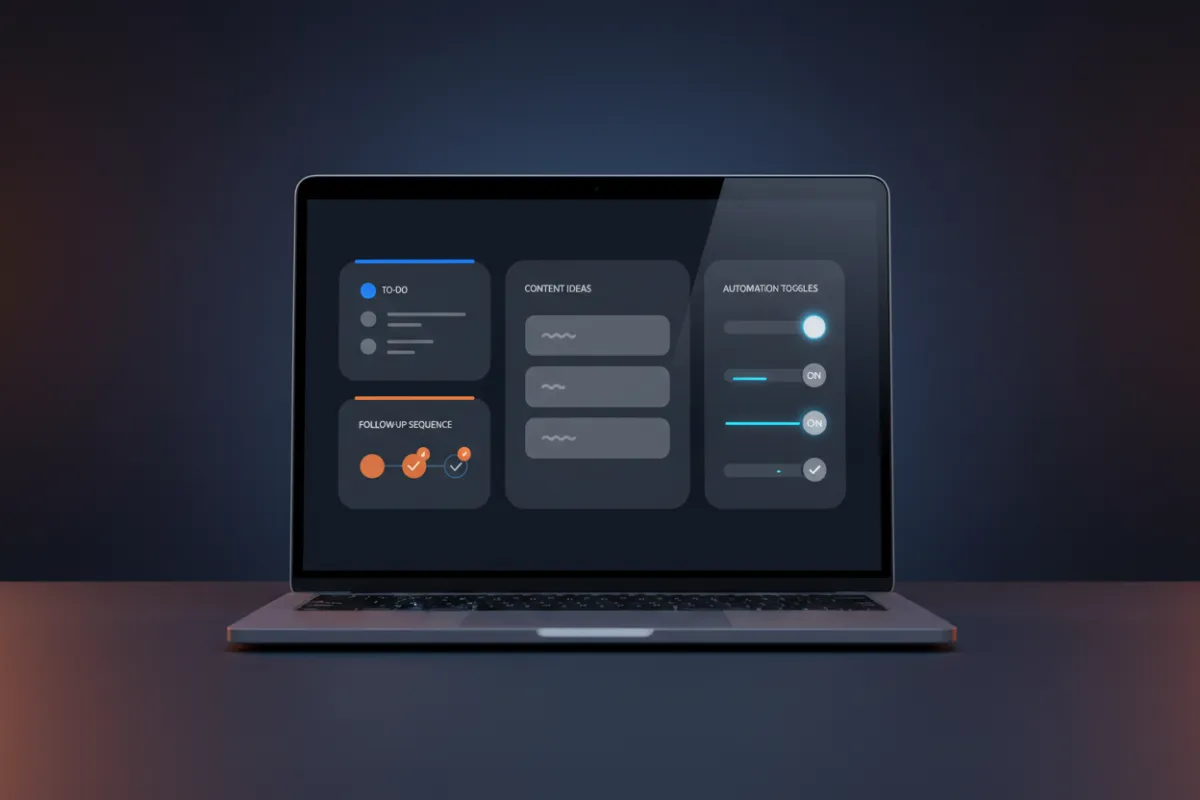 Dashboard view showing simple AI tasks completed for a small business