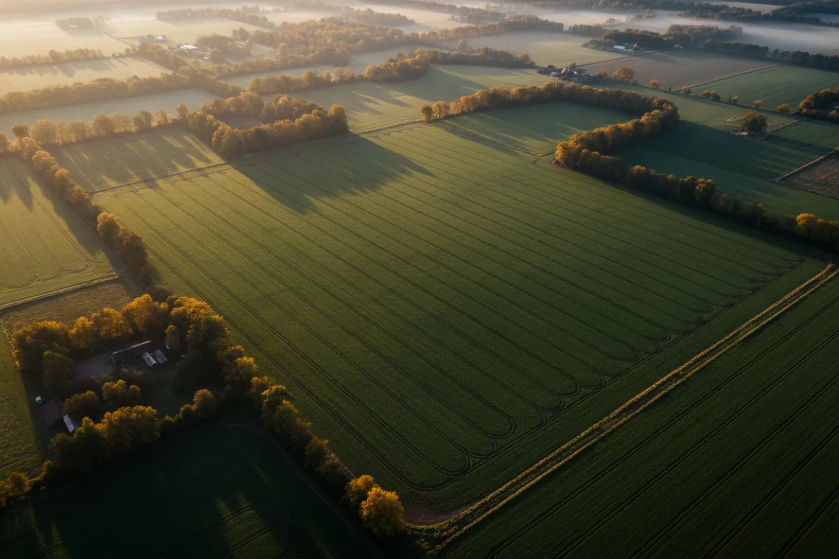 Aerial view of commercial farm real estate