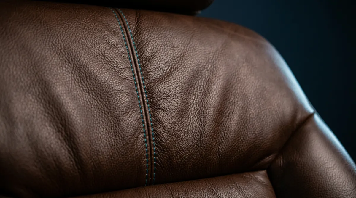 Full-grain leather nourishment and aniline dye hydration on exotic upholstery