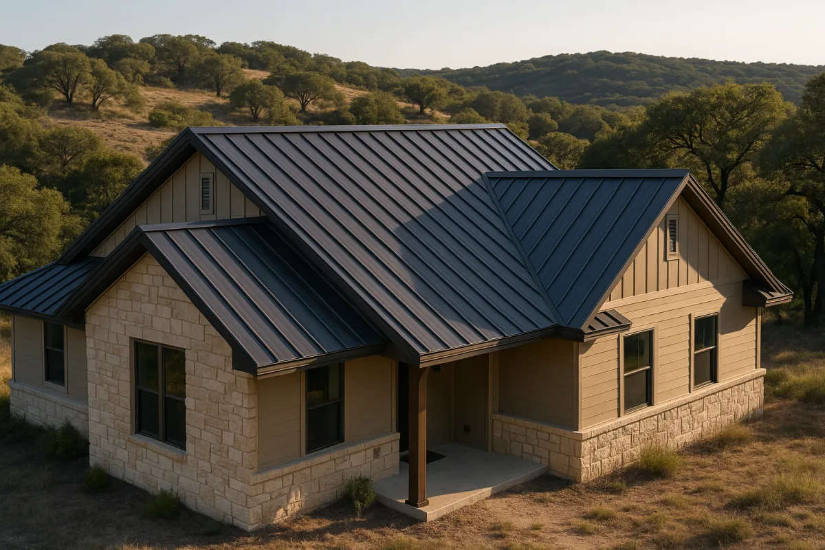 Hill Country home with newly installed metal roof showcasing local expertise