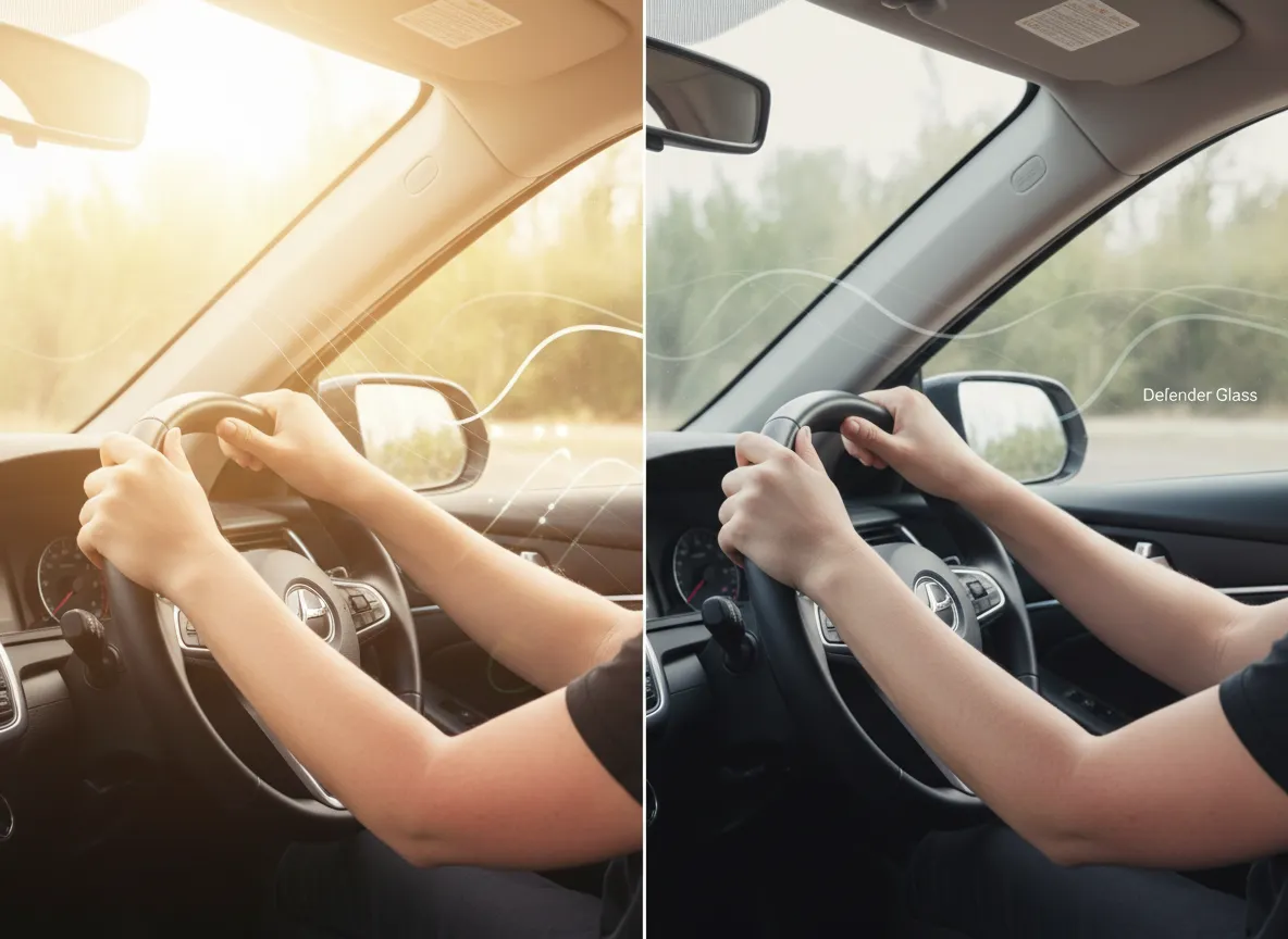 Comparación de piel protegida versus exposición a rayos UV tras el volante