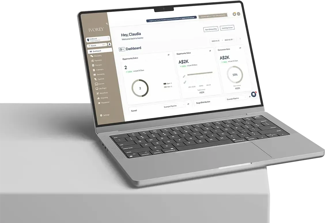 Ivorey Platform Dashboard on Laptop