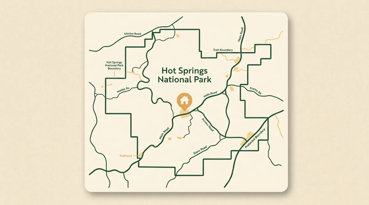 Stylized map showing Hot Springs and Hot Springs Village service coverage area