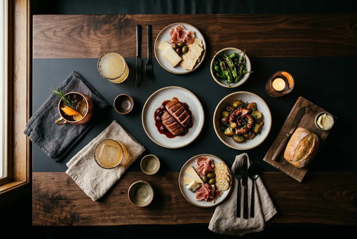 Artisanal culinary spread with handcrafted cocktails at an off-strip Las Vegas dining room