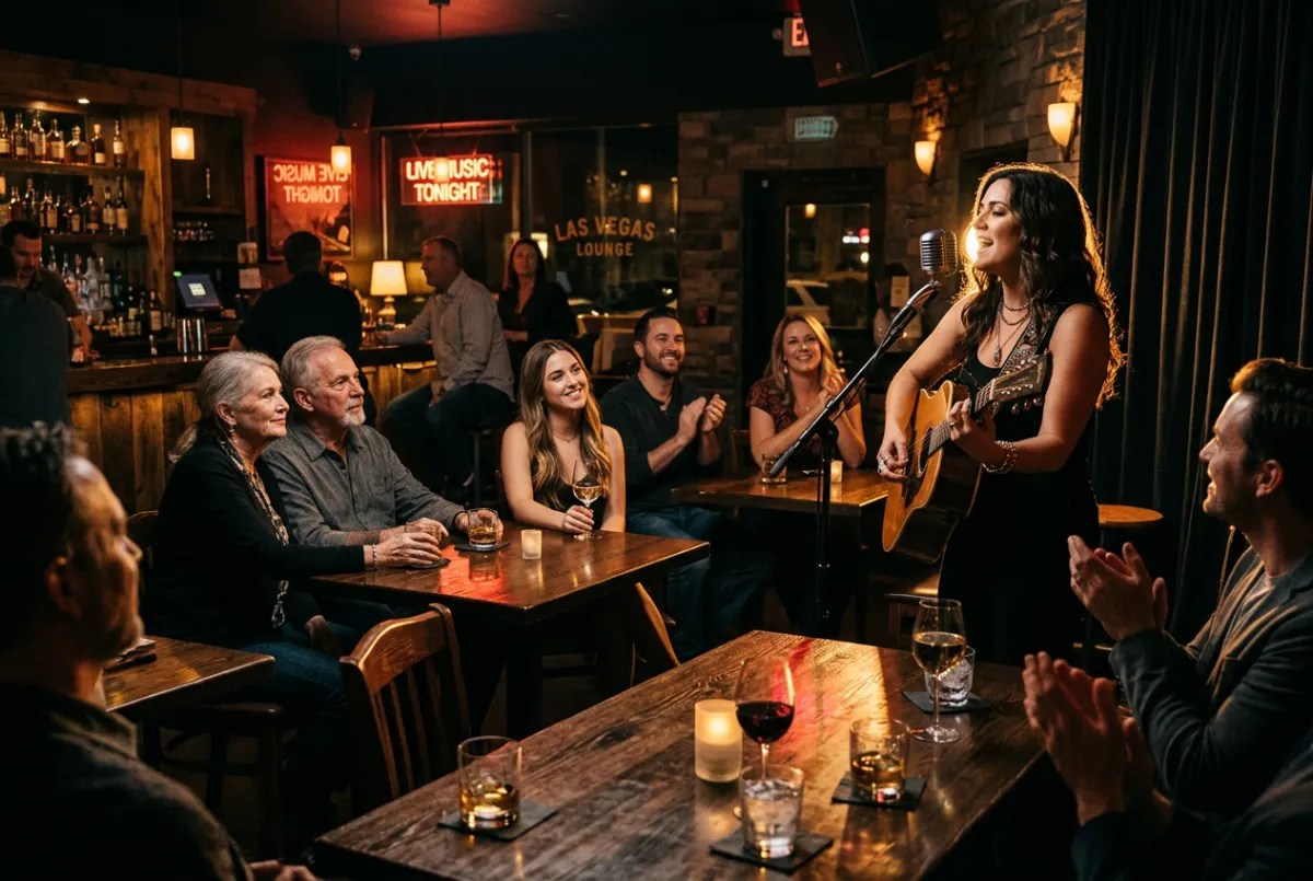 Atmospheric Las Vegas weekend live music lounge and neighborhood gathering
