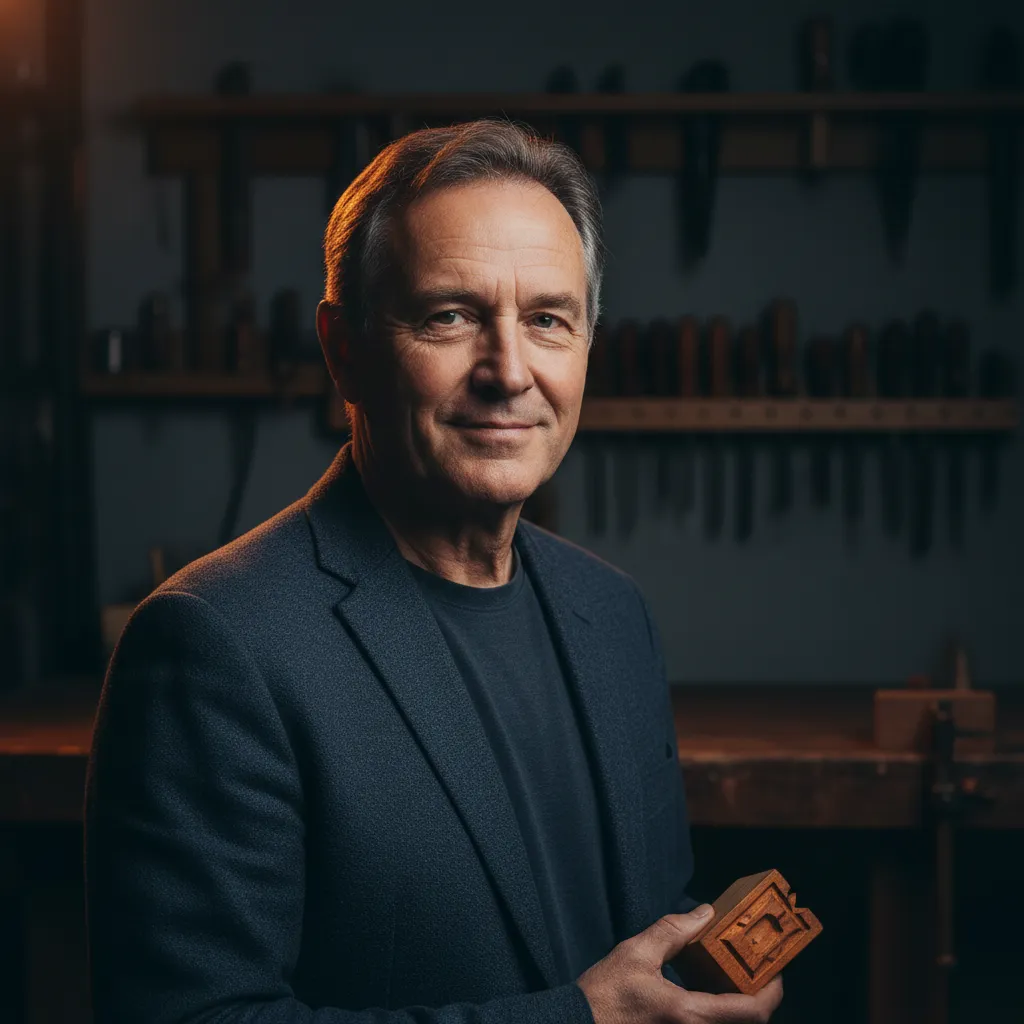 Founder's circular portrait