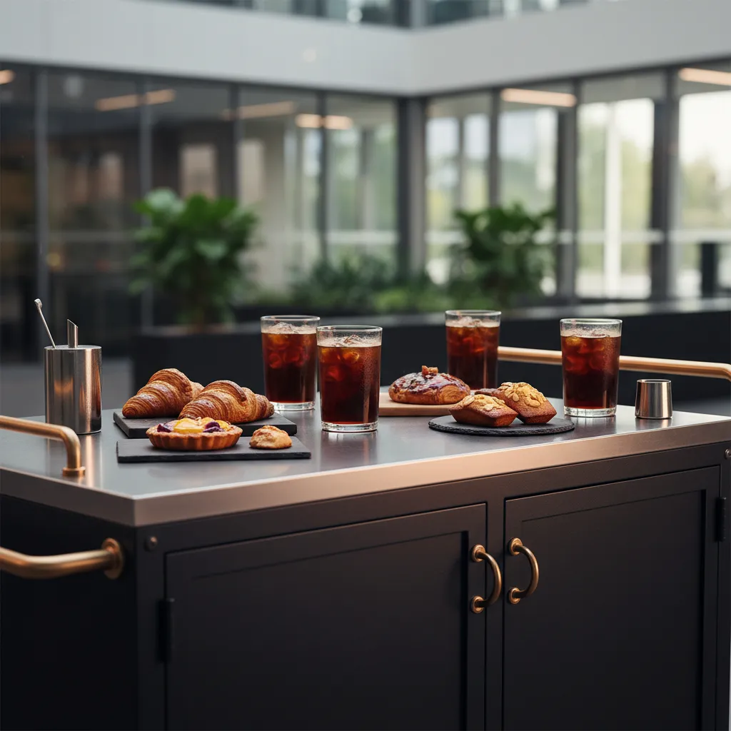 Industrial espresso and cold brew mobile setup at a corporate event
