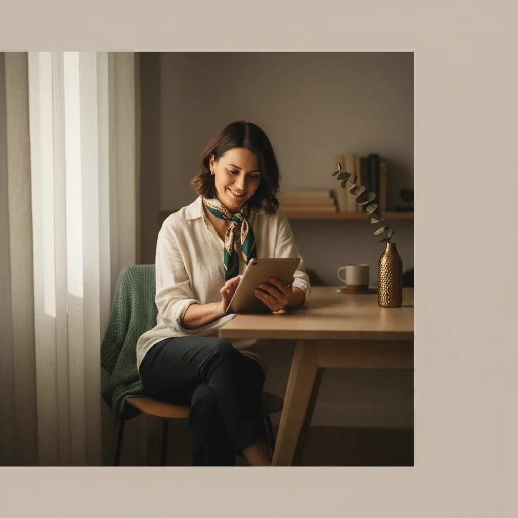 Woman engaging peacefully with her work, representing connection over coordination