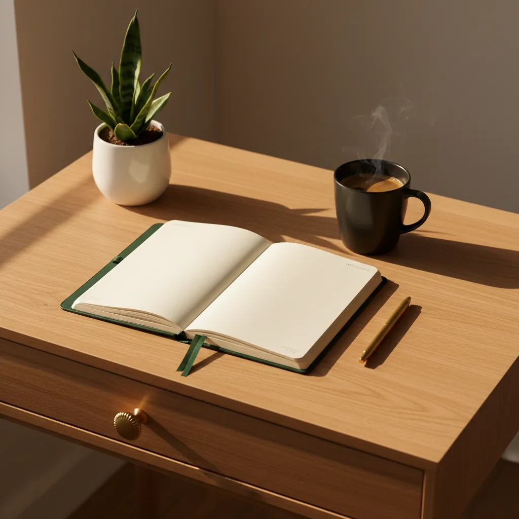 A serene, ordered workspace demonstrating business systems