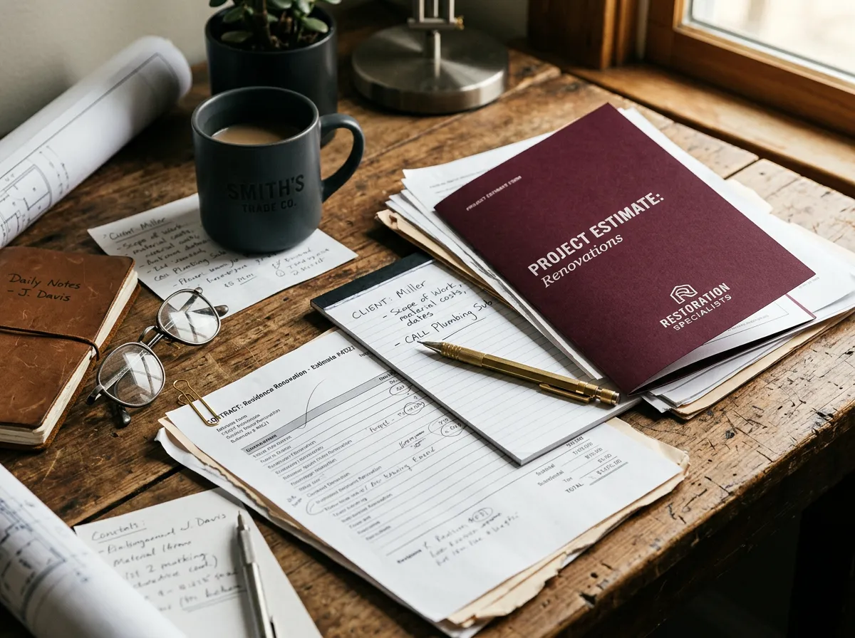 Trade specific digital forms and standardized job estimate template