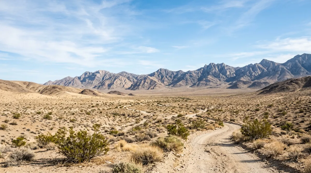 Desert landscape with mountains in the background
