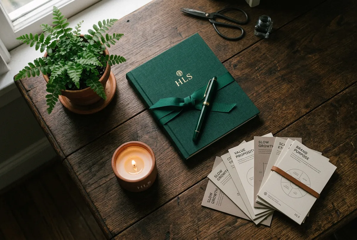Ecosystem of trusted business tools and strategic frameworks neatly organized on a wooden desk