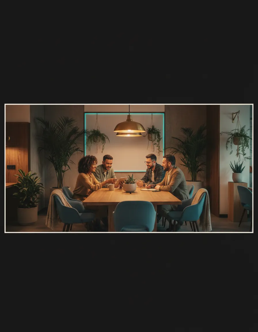A modern, warm coworking space filled with heart-centered professionals