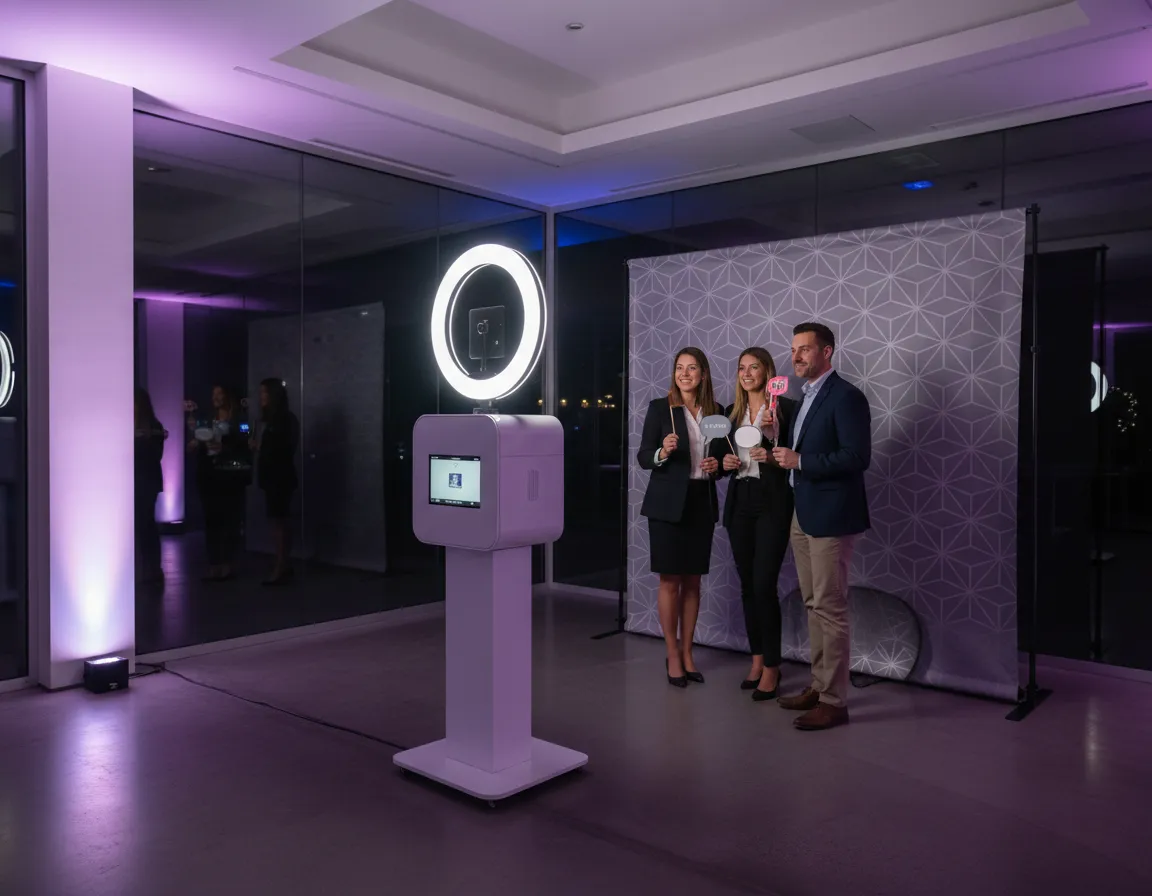 Modern open air photo booth setup at corporate event