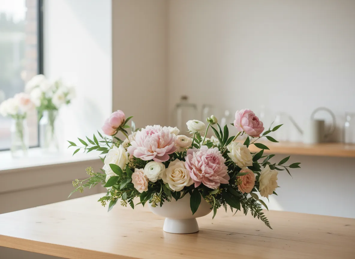 Soft pastel floral arrangement from Flaurie May Blooms