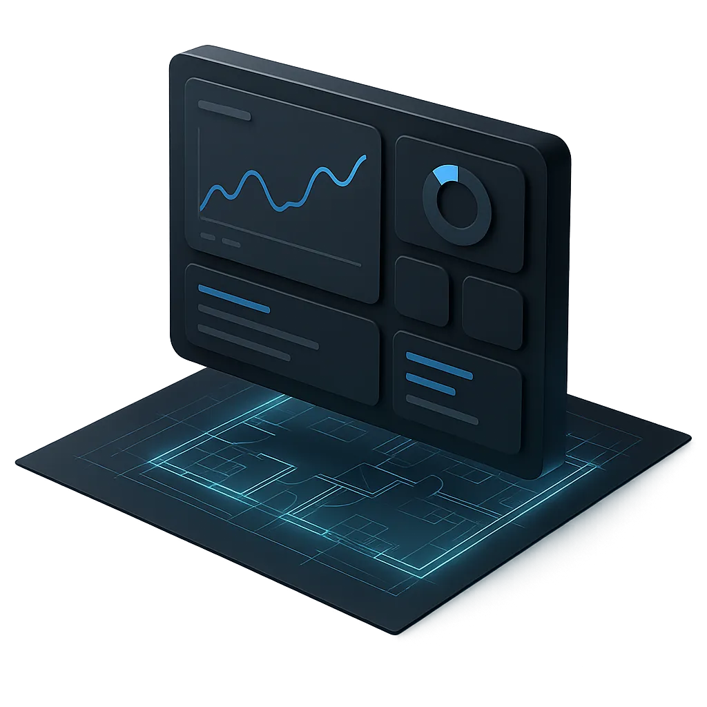 GoHighLevel software interface paired with strategic blueprint diagram
