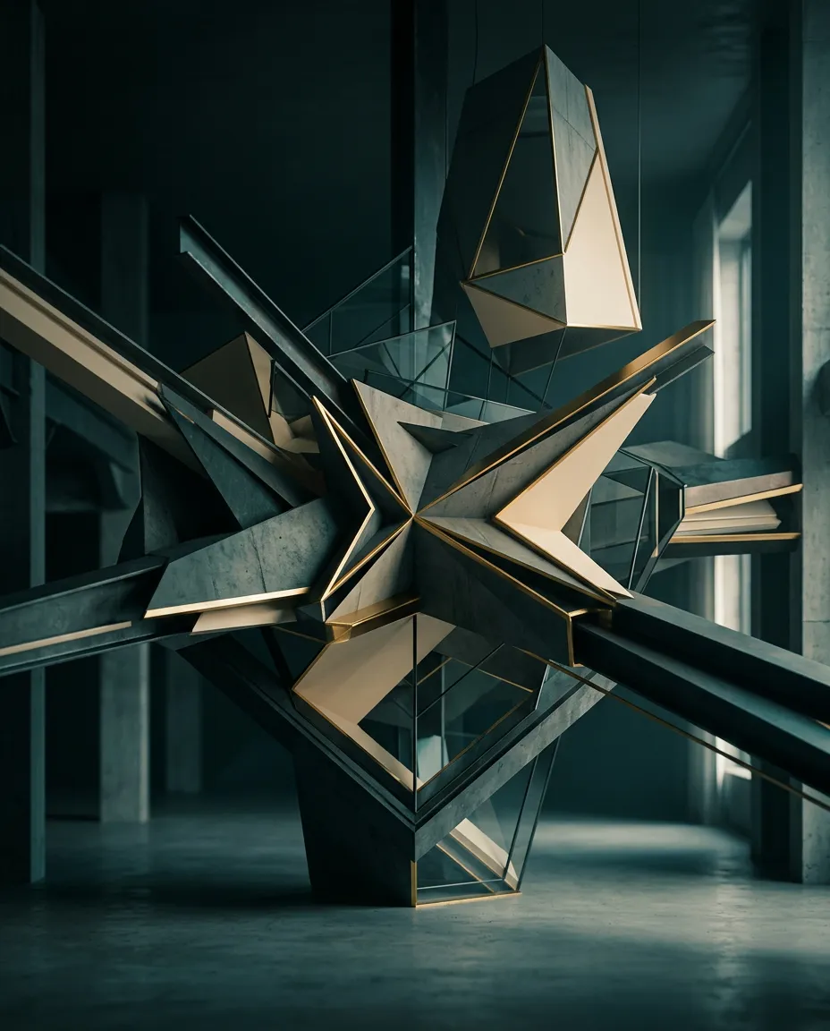 Abstract geometric architectural lines and structural tension representing operational complexity and systemic pressure