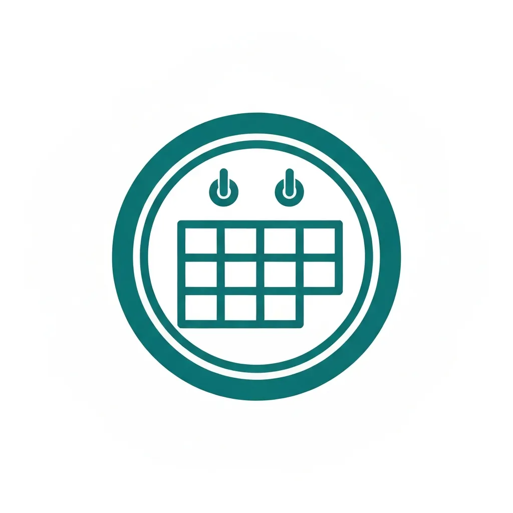 Teal circular calendar icon