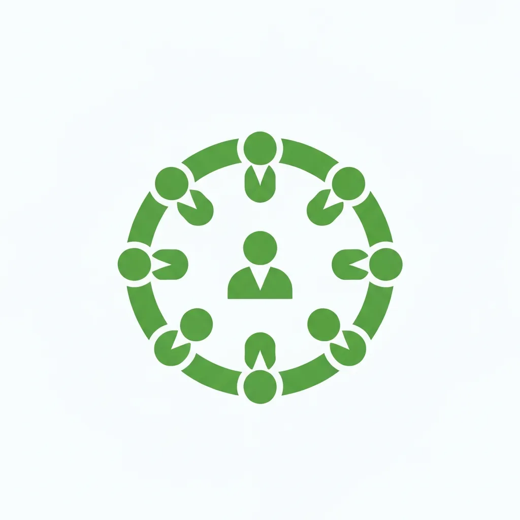 Green circular group of people icon