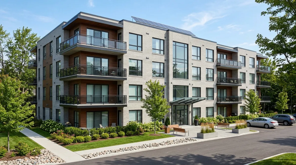 Modern multifamily apartment community exterior