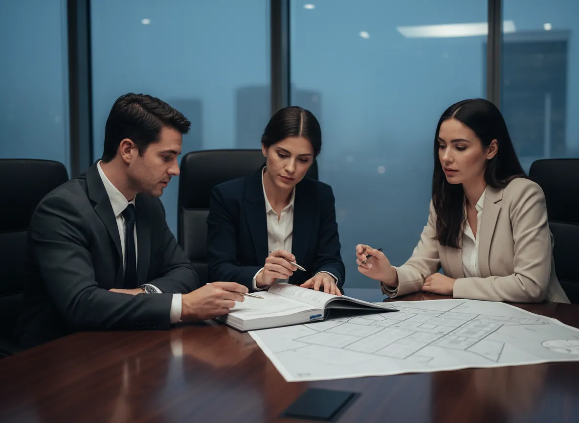 Broker and acquisitions team reviewing a multifamily property package