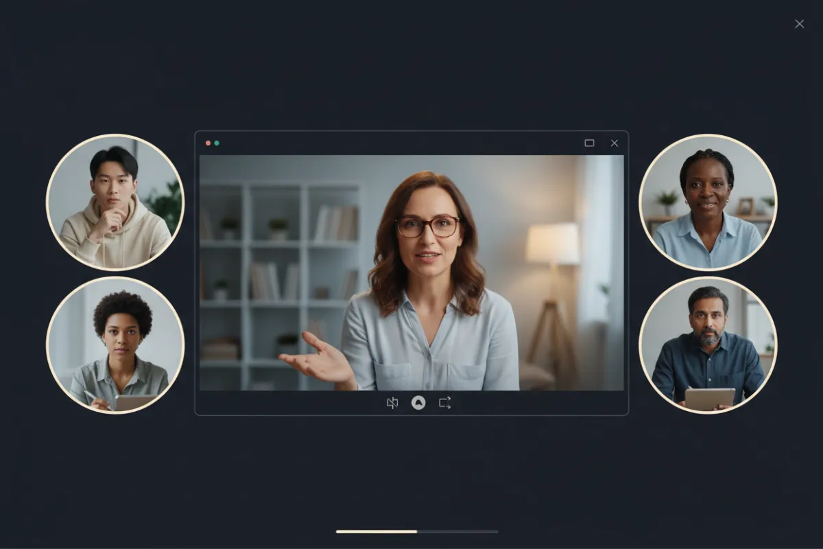 Virtual Medicare Q&A session on a video call with diverse participants.
