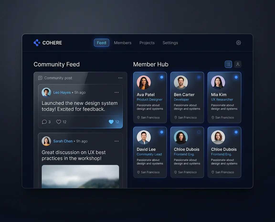 Drop Class Academy interactive community platform workspace and member discussion feed