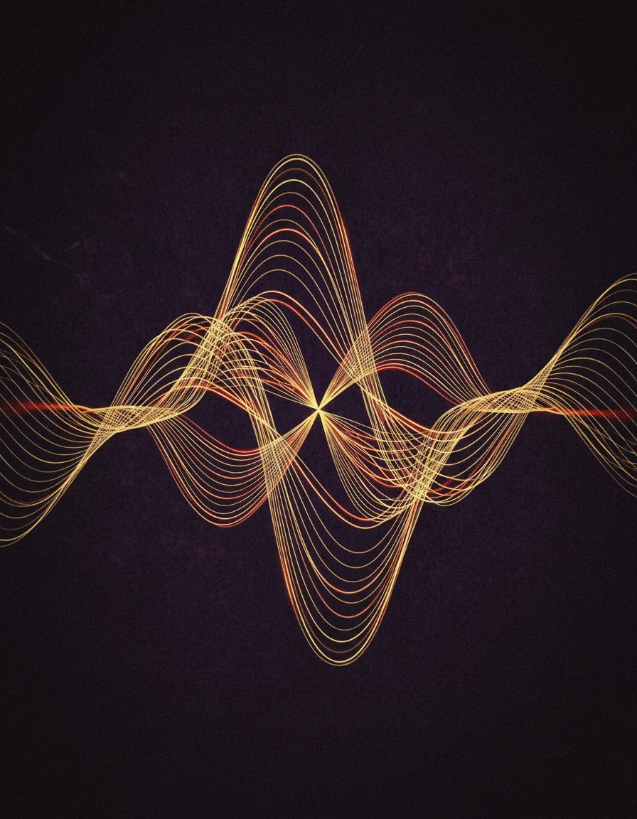 Textura sonora o frecuencias visuales en oro y rojo quemado