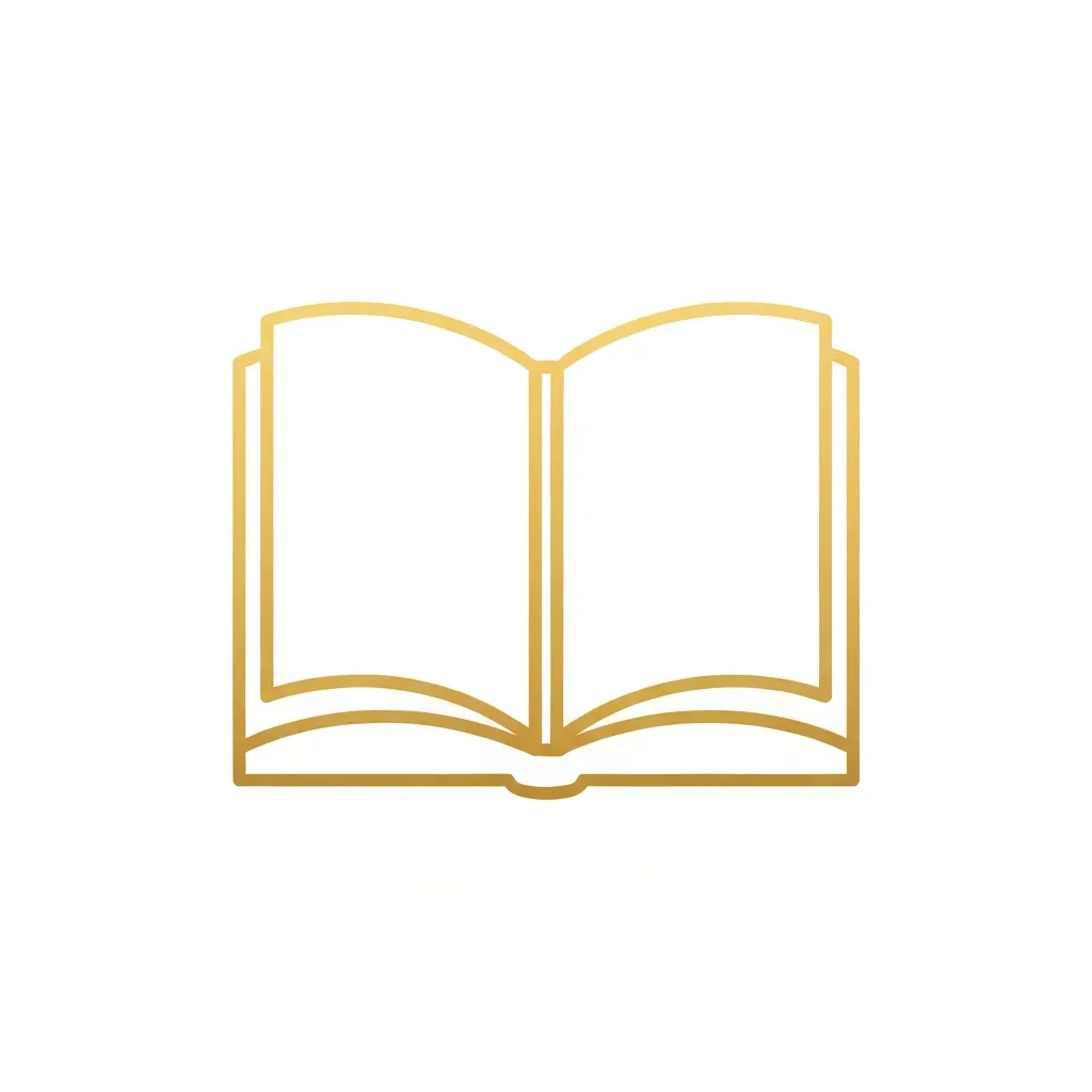 Outline icon showing an open book, gold color