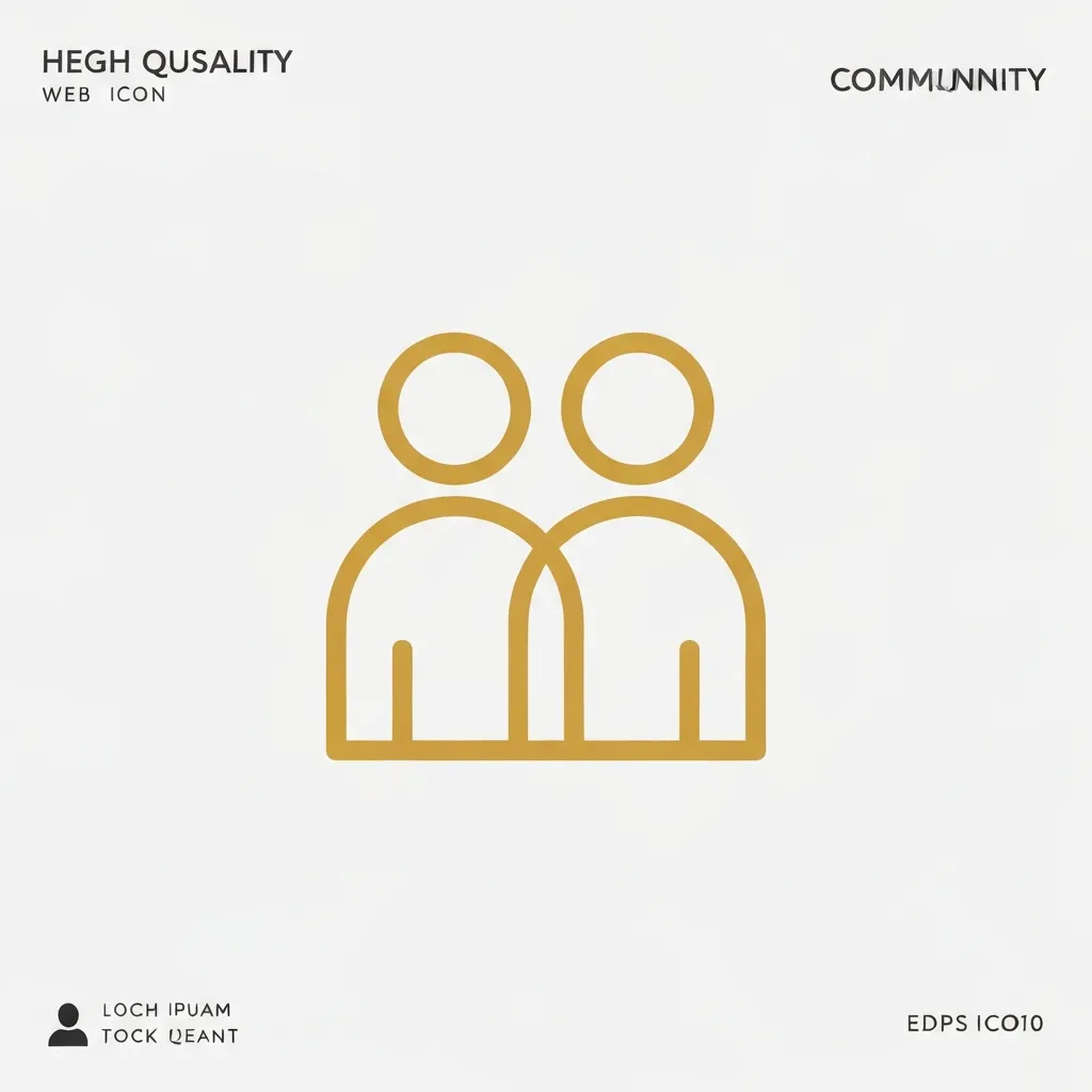 Outline icon showing two abstract stylized people overlapping, representing community, gold color