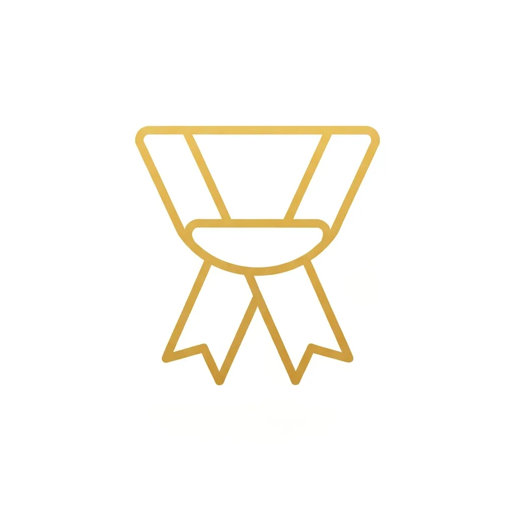Outline icon showing a ribbon or medal, representing leadership, gold color