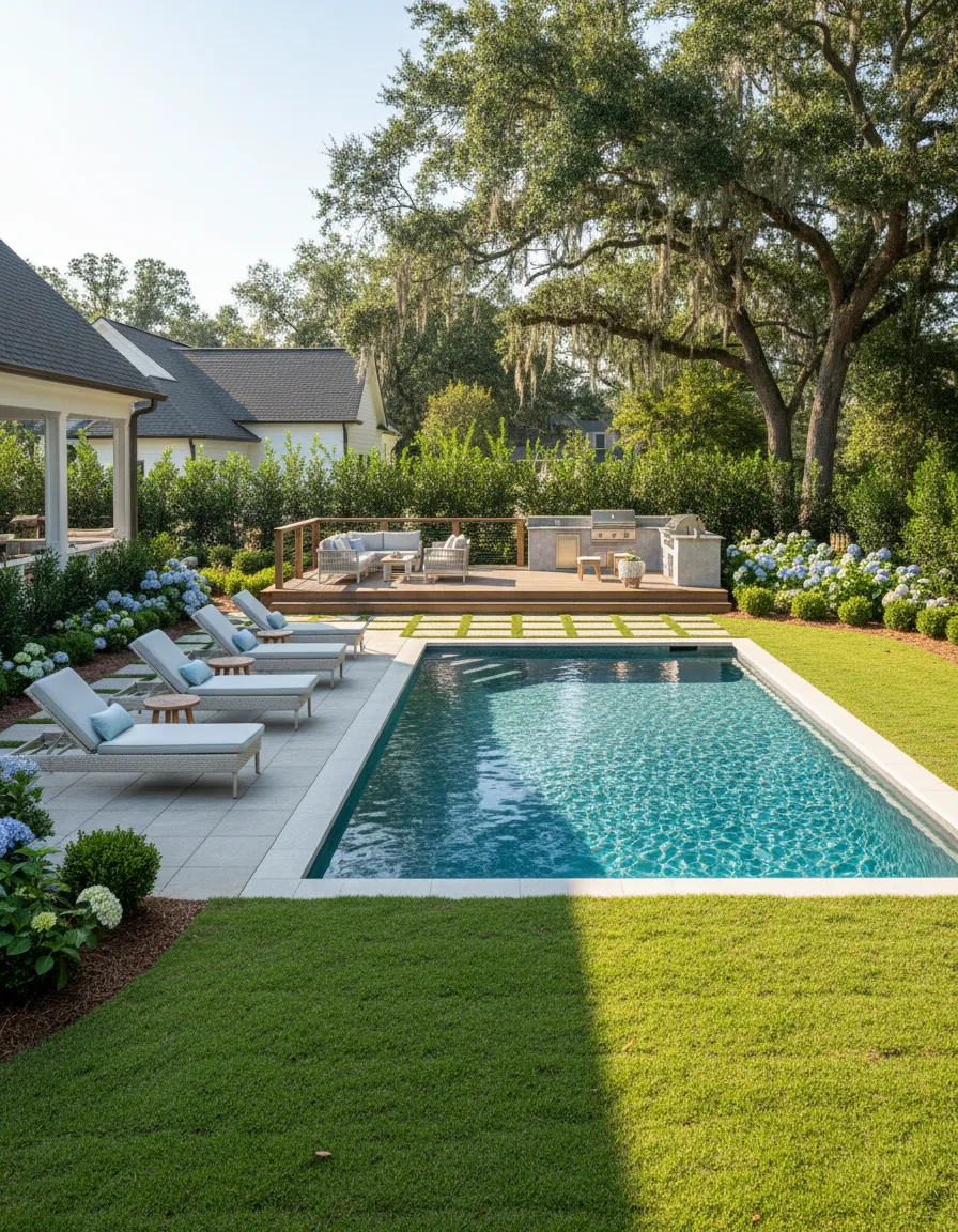 Clean residential swimming pool in Lexington SC maintained by Palmetto Pool Solutions