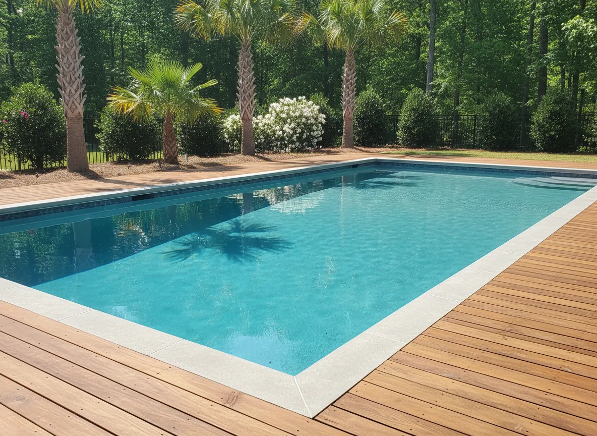 Clean backyard swimming pool in Lexington SC maintained weekly.