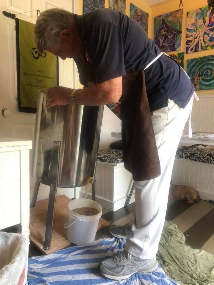 Dad working with bees