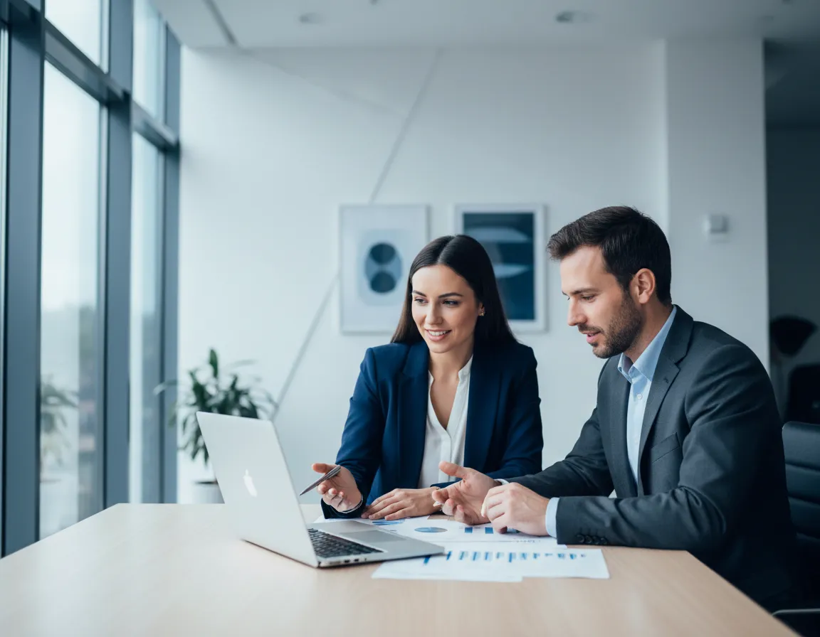 Small business owner meeting with funding specialist