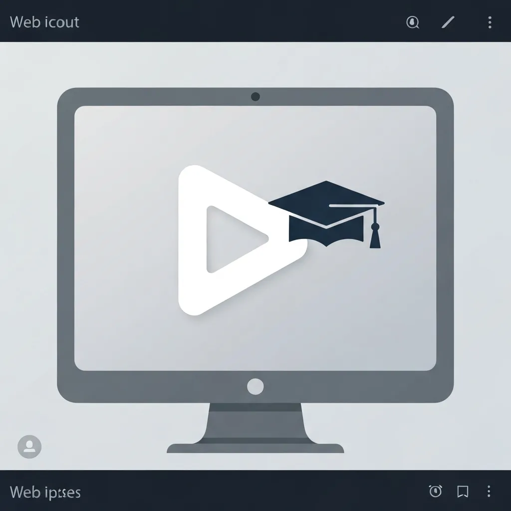 Computer monitor icon showing a play button, with a graduation cap symbol.