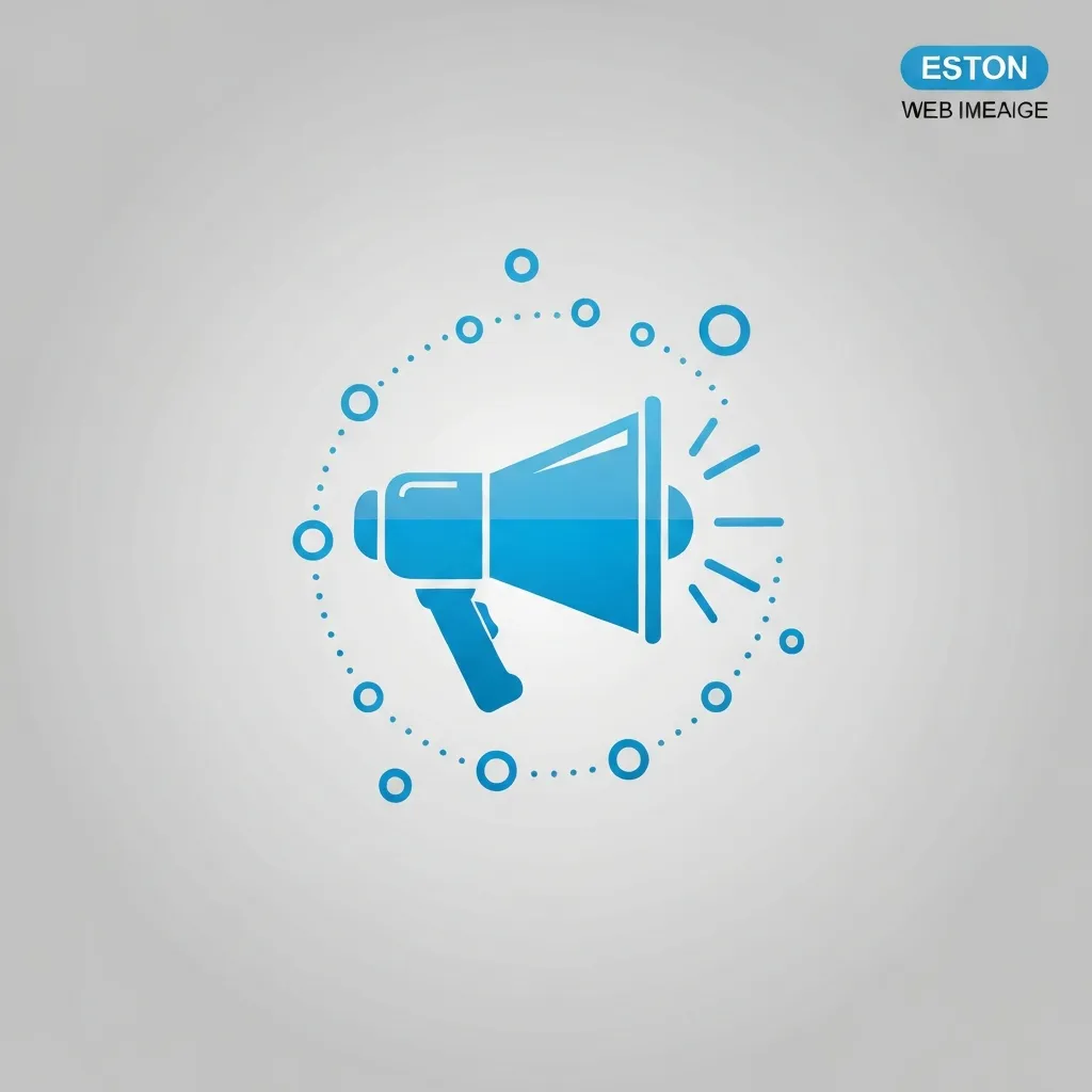 Megaphone icon surrounded by sound waves or dots.