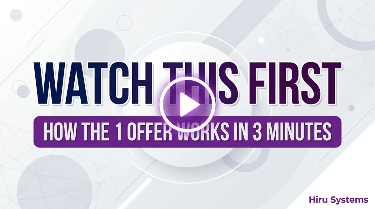Explainer video thumbnail: Watch this before you book a call - Hiru Systems one offer overview