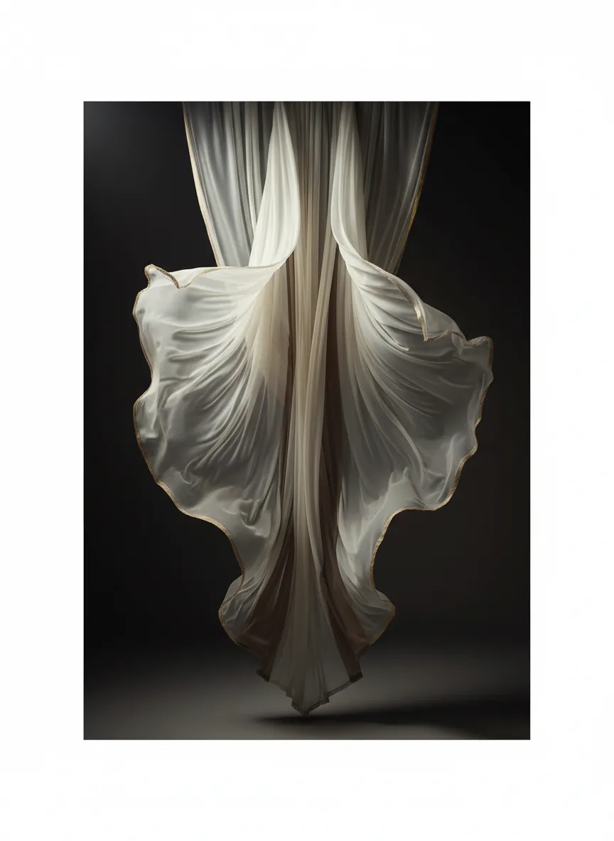 Ivory fabric draping installation in venue (replace with specific description)
