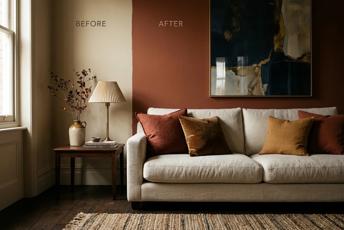 Living room color palette transformation preview video