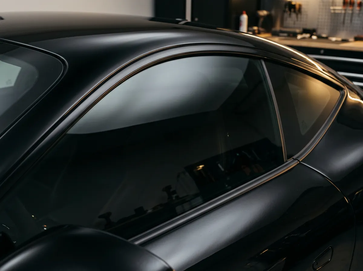 Automotive luxury supercar micro-edge ceramic window tinting installation