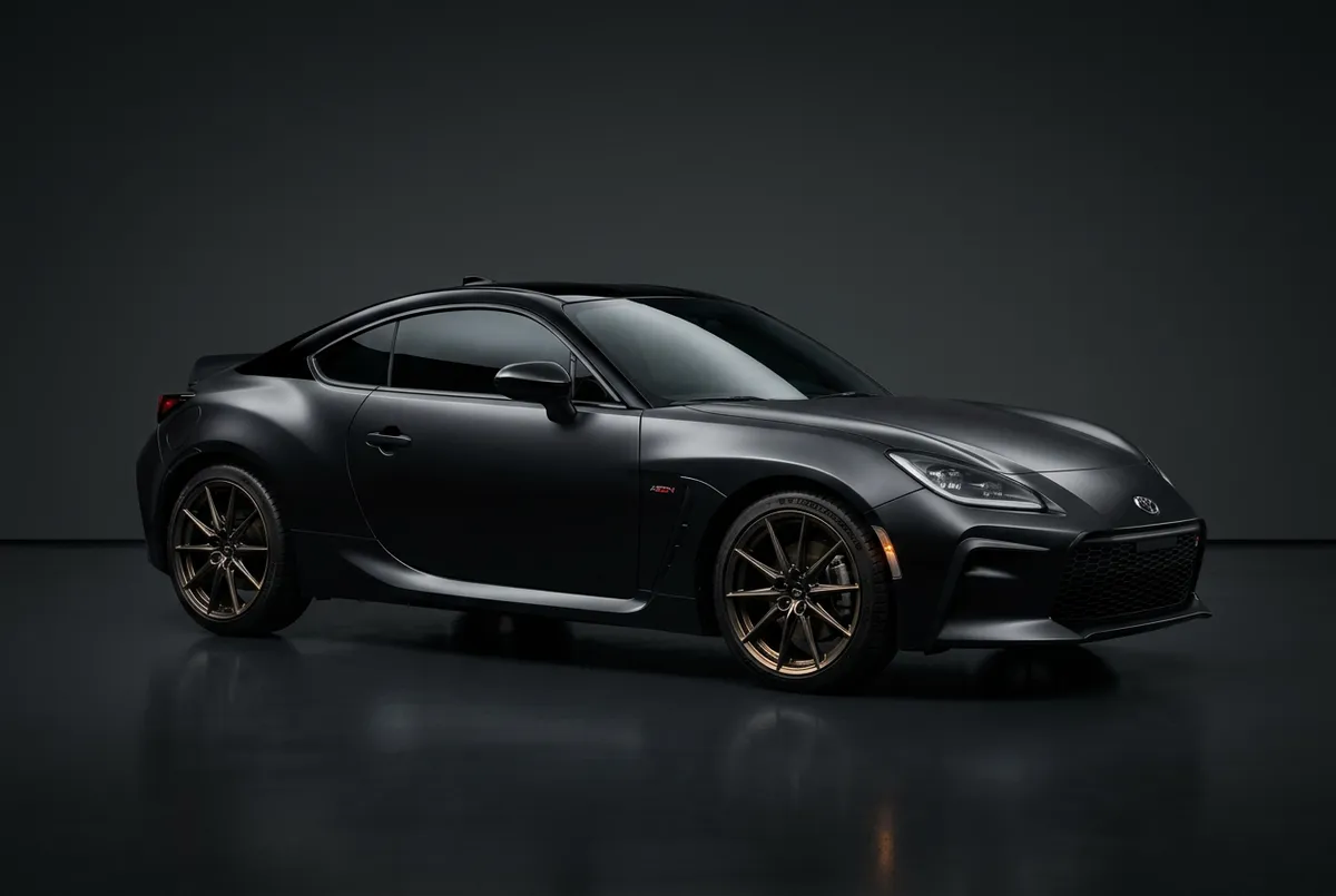 Satin black and bespoke tuxedo wrapped sports coupe showcasing precision body lines