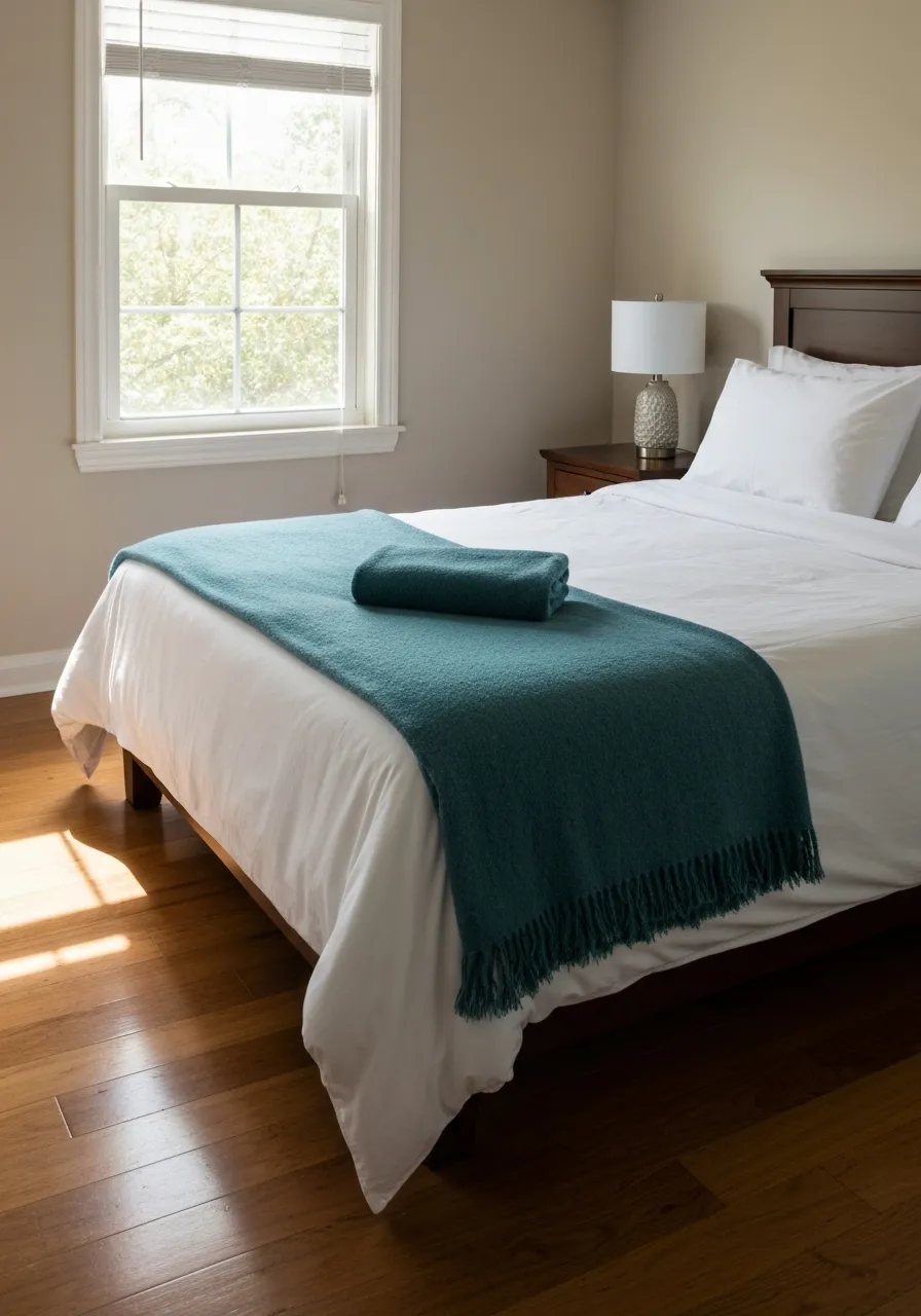 Pristine, deep-cleaned residential bedroom