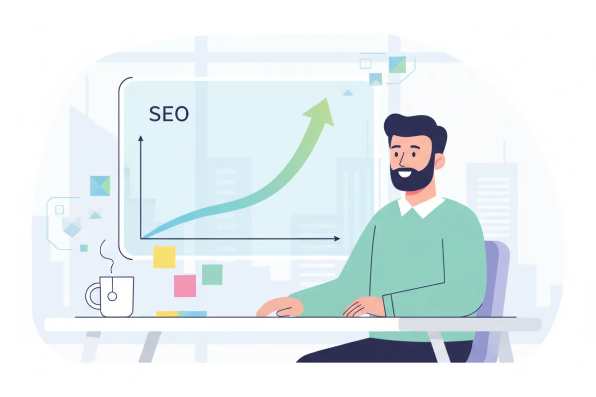 SEO dashboard with upward trend