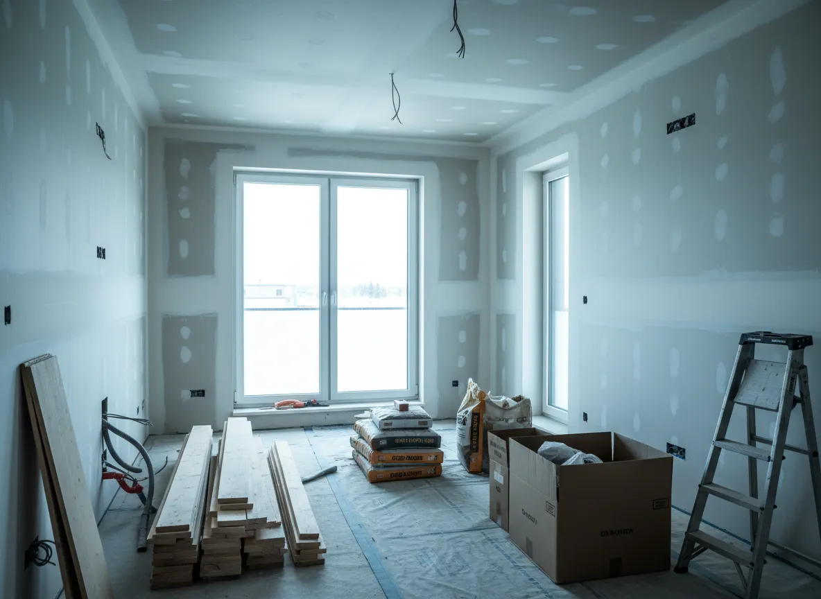 Felújítás alatt álló családi ház nappali