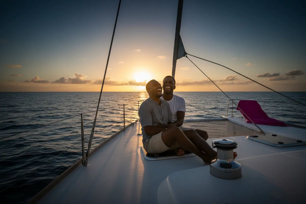 Couple sharing an adventure on vacation