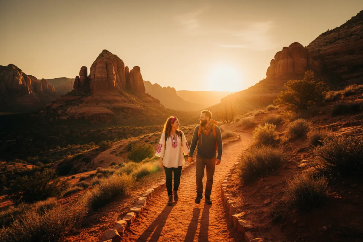 Golden-hour red rock landscape in Sedona